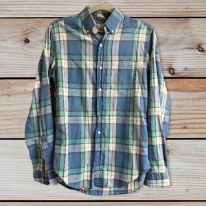 J. Crew Blue Plaid Cotton Madras Button Down Shirt